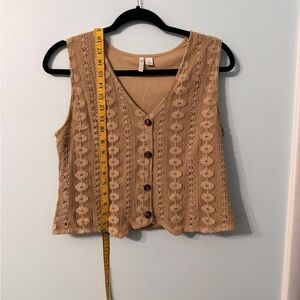 Cato Beige Lace Knit Vest